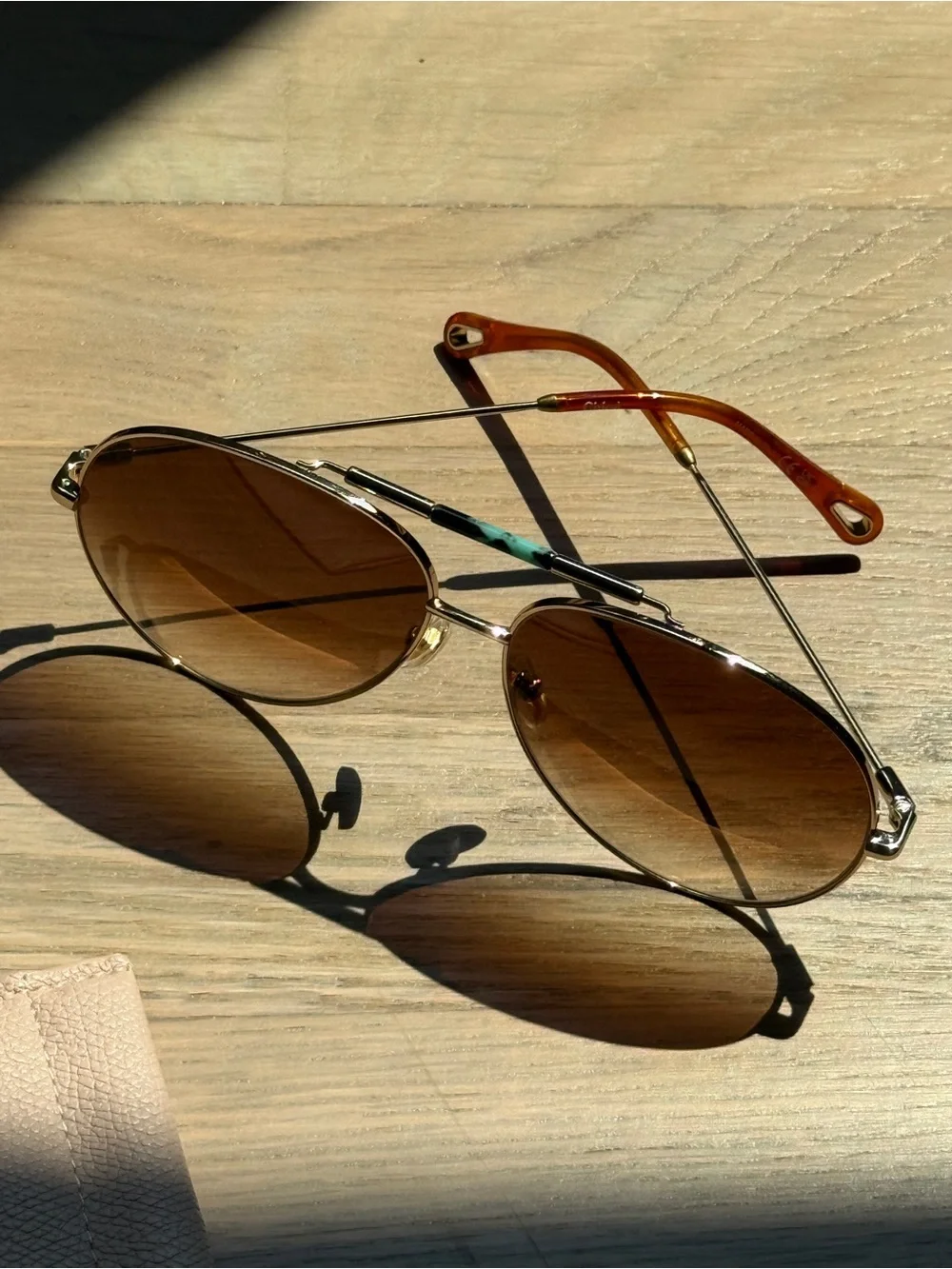 Chloe Oversized Aviator Gradient Brown Sunglasses